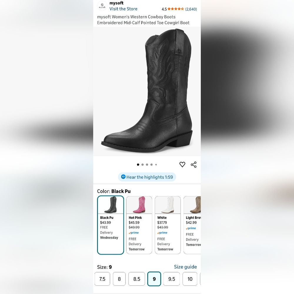 Black Cowgirl Boots - Picture 6 of 7